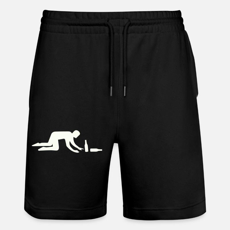Drunkard silhouette with bottle - Stanley/Stella Trainer Unisex Organic Jogging Shorts - black