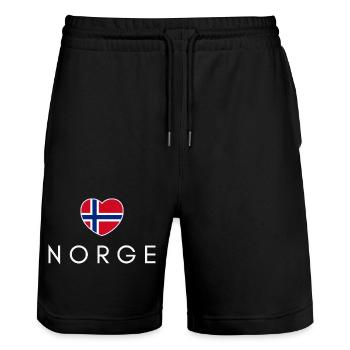 Cœur avec drapeau norvégien, fierté norvégienne - Short de jogging bio TRAINER Stanley/Stella unisexe - noir - Devant - Nik (191cm) & Marisol (170cm)