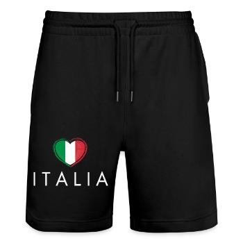 Cœur avec drapeau italien, j’adore l’Italie - Short de jogging bio TRAINER Stanley/Stella unisexe - noir - Devant - Nik (191cm) & Marisol (170cm)
