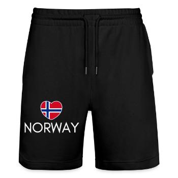 Heart with Norway flag, I love Norway - Stanley/Stella Trainer Unisex Organic Jogging Shorts - black - Front - Nik (191cm) & Marisol (170cm)