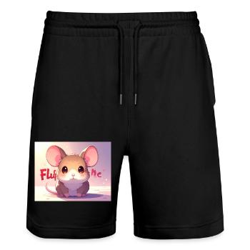 Mouse Fluff me - Stanley/Stella Trainer Unisex Organic Jogging Shorts - black - Front - Nik (191cm) & Marisol (170cm)