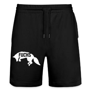 Fox in the Leap: Comic, Kawaii & Manga Style - Stanley/Stella Trainer Unisex Organic Jogging Shorts - black - Front - Nik (191cm) & Marisol (170cm)