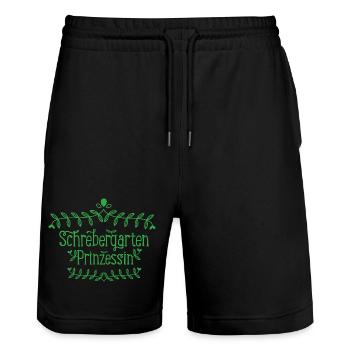 Schrebergarten Prinzessin Hobbygärtnerin Geschenk - Stanley/Stella Unisex Bio Joggingshorts Trainer  - Schwarz - Vorne - Nik (191cm) & Marisol (170cm)