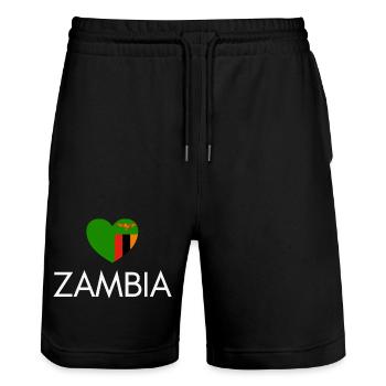 Herz mit sambischer Flagge, ich liebe Sambia - Stanley/Stella Unisex Bio Joggingshorts Trainer  - Schwarz - Vorne - Nik (191cm) & Marisol (170cm)