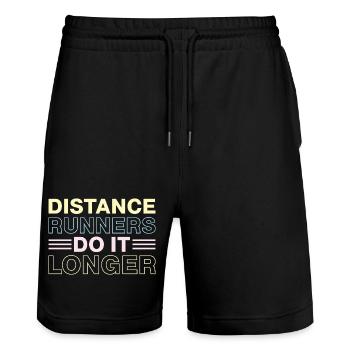 Running Distance Runners Do It Longer Marathon - Stanley/Stella Unisex Bio Joggingshorts Trainer  - Schwarz - Vorne - Nik (191cm) & Marisol (170cm)