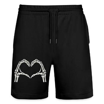 Heart Skeleton Hands - Stanley/Stella Trainer Unisex Organic Jogging Shorts - black - Front - Nik (191cm) & Marisol (170cm)