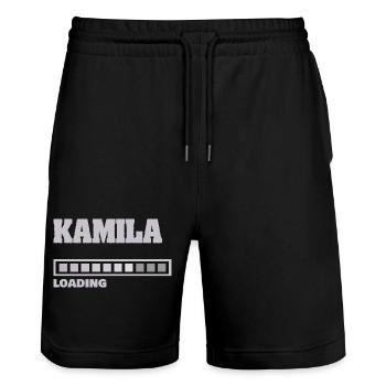 Kamila - Short de jogging bio TRAINER Stanley/Stella unisexe - noir - Devant - Nik (191cm) & Marisol (170cm)