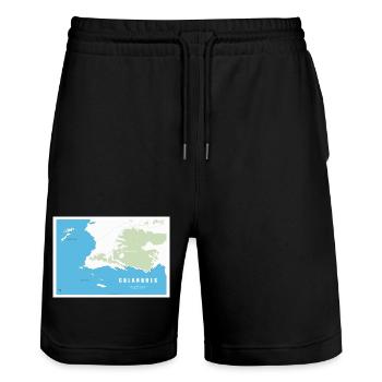 Carte_calanques_design_Marseille_Cassis - Short de jogging bio TRAINER Stanley/Stella unisexe - noir - Devant - Nik (191cm) & Marisol (170cm)