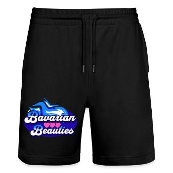 Bavarian Beauties with Heart - Stanley/Stella Trainer Unisex Organic Jogging Shorts - black - Front - Nik (191cm) & Marisol (170cm)