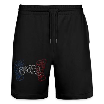 Souvenir créatif Paris aux couleurs de la France - Short de jogging bio TRAINER Stanley/Stella unisexe - noir - Devant - Nik (191cm) & Marisol (170cm)