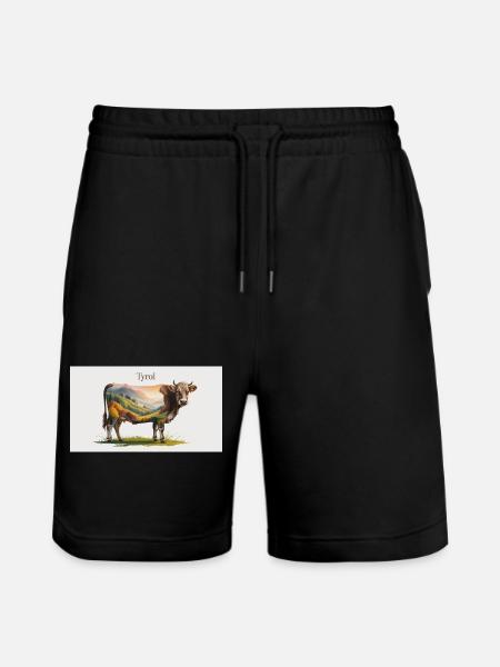 Tyrol Kuh mit Bergpanorama - Stanley/Stella Unisex Bio Joggingshorts Trainer  - Schwarz