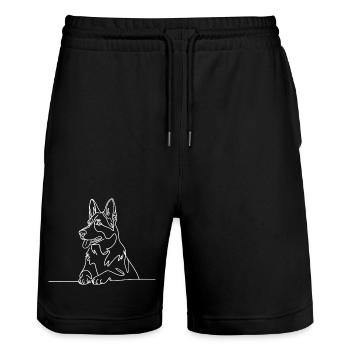 German Shepherd Artwork - Stanley/Stella Unisex Bio Joggingshorts Trainer  - Schwarz - Vorne - Nik (191cm) & Marisol (170cm)