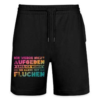Keep going - Gym, Cycling, Jogging, Yoga, Hiking - Stanley/Stella Trainer Unisex Organic Jogging Shorts - black - Front - Nik (191cm) & Marisol (170cm)