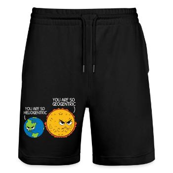 Astronomie Univers Terre Soleil Astronome - Short de jogging bio TRAINER Stanley/Stella unisexe - noir - Devant - Nik (191cm) & Marisol (170cm)