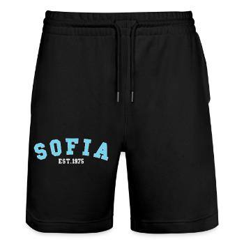 Sofia_Est_1975 - Stanley/Stella Trainer Unisex Organic Jogging Shorts - black - Front - Nik (191cm) & Marisol (170cm)