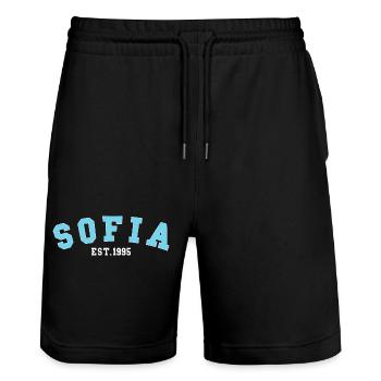 Sofia_Est_1995 - Stanley/Stella Unisex Bio Joggingshorts Trainer  - Schwarz - Vorne - Nik (191cm) & Marisol (170cm)