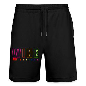 Wine - ART - Stanley/Stella Trainer Unisex Organic Jogging Shorts - black - Front - Nik (191cm) & Marisol (170cm)
