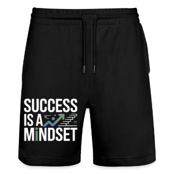 Success is a mindset - Stanley/Stella Trainer Unisex Organic Jogging Shorts - black - Front - Nik (191cm) & Marisol (170cm)