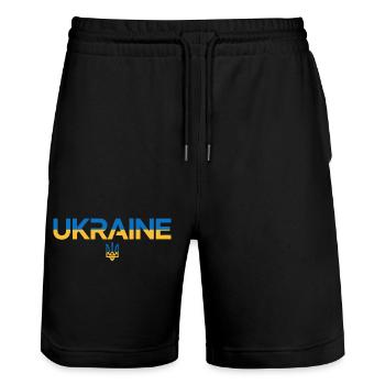 Ukraine Flagge Dreizack Emblem Kunst - Stanley/Stella Unisex Bio Joggingshorts Trainer  - Schwarz - Vorne - Nik (191cm) & Marisol (170cm)