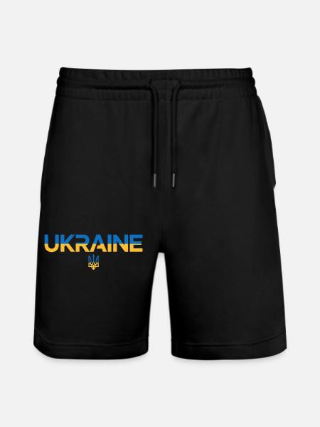 Ukraine Flag Trident Emblem Art - Stanley/Stella Trainer Unisex Organic Jogging Shorts - black