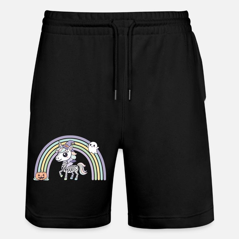 BOHO Skelett‑Einhorn mit Regenbogen – Halloween  - Stanley/Stella Unisex Bio Joggingshorts Trainer  - Schwarz
