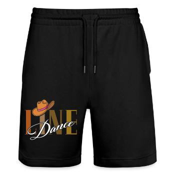 Line Dance Cowboy Tee - Stanley/Stella Unisex Bio Joggingshorts Trainer  - Schwarz - Vorne - Nik (191cm) & Marisol (170cm)