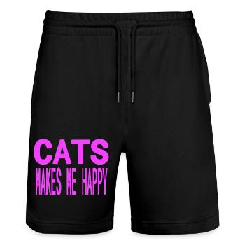 feline - Stanley/Stella Trainer Unisex Organic Jogging Shorts - black - Front - Nik (191cm) & Marisol (170cm)