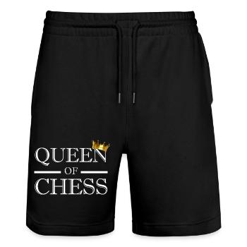 Queen of Chess Königin des Schach Schachspieler - Stanley/Stella Unisex Bio Joggingshorts Trainer  - Schwarz - Vorne - Nik (191cm) & Marisol (170cm)