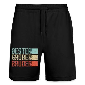 Bester Großer Bruder Retro - Stanley/Stella Unisex Bio Joggingshorts Trainer  - Schwarz - Vorne - Nik (191cm) & Marisol (170cm)