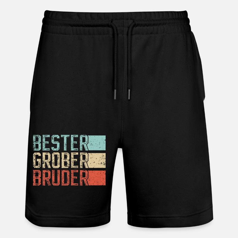 Bester Großer Bruder Retro - Stanley/Stella Unisex Bio Joggingshorts Trainer  - Schwarz