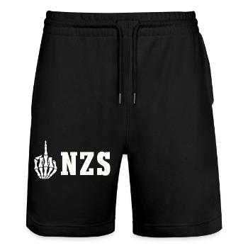 Antifa Antifascist Statement FCK NZS - Stanley/Stella Trainer Unisex Organic Jogging Shorts - black - Front - Nik (191cm) & Marisol (170cm)