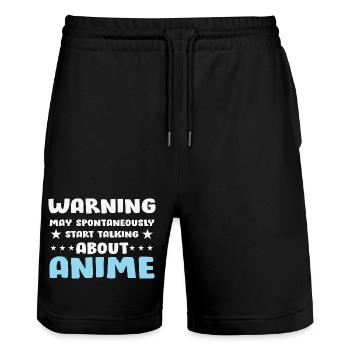 Anime conversation avertissement disant chemise - Short de jogging bio TRAINER Stanley/Stella unisexe - noir - Devant - Nik (191cm) & Marisol (170cm)