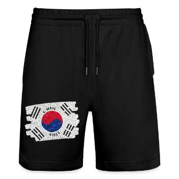 K-Wave Vibes Corée Drapeau Mosaïque Design - Short de jogging bio TRAINER Stanley/Stella unisexe - noir - Devant - Nik (191cm) & Marisol (170cm)