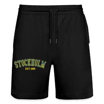 Stockholm Est.1965 - Stanley/Stella Unisex Bio Joggingshorts Trainer  - Schwarz - Vorne - Nik (191cm) & Marisol (170cm)