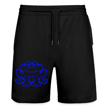 Frosch Kröte lächelt lustig sitzt Comic glücklich - Stanley/Stella Unisex Bio Joggingshorts Trainer  - Schwarz - Vorne - Nik (191cm) & Marisol (170cm)
