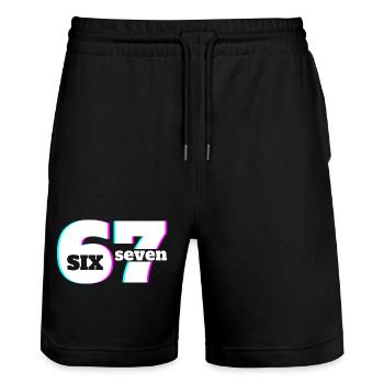 Six Seven 6 7 Meme Fun Design 67 - Stanley/Stella Trainer Unisex Organic Jogging Shorts - black - Front - Nik (191cm) & Marisol (170cm)