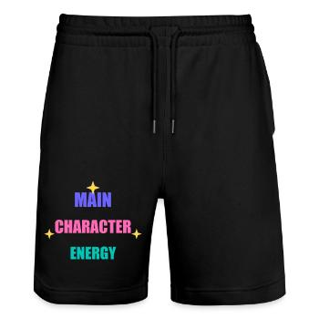 Hauptcharakter-Energie - Stanley/Stella Unisex Bio Joggingshorts Trainer  - Schwarz - Vorne - Nik (191cm) & Marisol (170cm)