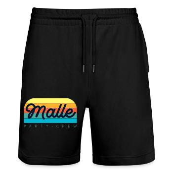 Malle Party Crew  - Stanley/Stella Unisex Bio Joggingshorts Trainer  - Schwarz - Vorne - Nik (191cm) & Marisol (170cm)