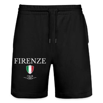 Florence Italie, j’adore Florence - Short de jogging bio TRAINER Stanley/Stella unisexe - noir - Devant - Nik (191cm) & Marisol (170cm)