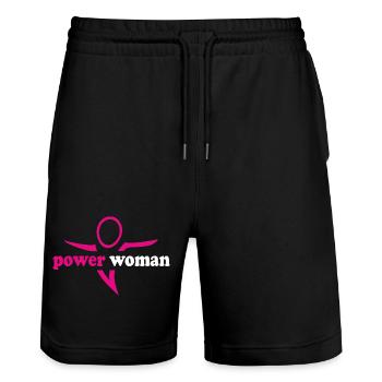 power_woman_001 - Stanley/Stella Unisex Bio Joggingshorts Trainer  - Schwarz - Vorne - Nik (191cm) & Marisol (170cm)