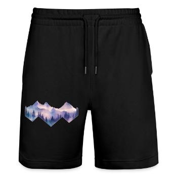 Berge Natur Wandern - Stanley/Stella Unisex Bio Joggingshorts Trainer  - Schwarz - Vorne - Nik (191cm) & Marisol (170cm)