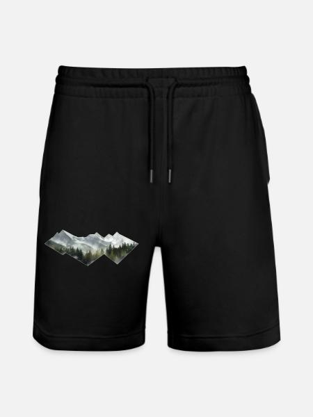 Mountains Minimalism - Stanley/Stella Trainer Unisex Organic Jogging Shorts - black