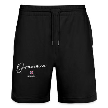 Drammen - Norway Flag Lettering - Norge - Norwegen - Stanley/Stella Unisex Bio Joggingshorts Trainer  - Schwarz - Vorne - Nik (191cm) & Marisol (170cm)