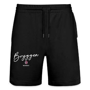 Bryggen - Bergen - Norway Flag - Norge - Norwegen - Stanley/Stella Trainer Unisex Organic Jogging Shorts - black - Front - Nik (191cm) & Marisol (170cm)