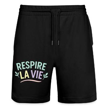 Atmen Sie Leben ein - Stanley/Stella Unisex Bio Joggingshorts Trainer  - Schwarz - Vorne - Nik (191cm) & Marisol (170cm)