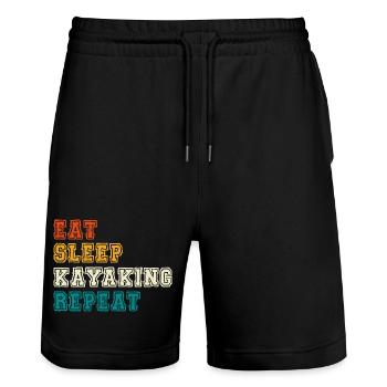 Eat Sleep Kayaking Repeat - Stanley/Stella Unisex Bio Joggingshorts Trainer  - Schwarz - Vorne - Nik (191cm) & Marisol (170cm)