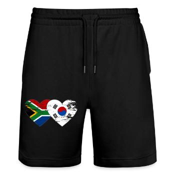 Afrique du Sud Drapeau de la Corée du Sud Coeur - Short de jogging bio TRAINER Stanley/Stella unisexe - noir - Devant - Nik (191cm) & Marisol (170cm)