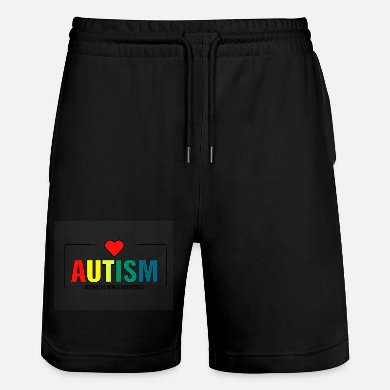 Regenbogen-Autismus mit Herz - Stanley/Stella Unisex Bio Joggingshorts Trainer - Schwarz