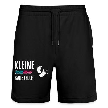 Bald Mama KLEINE BAUSTELLE Baby Kommt Lustiges - Stanley/Stella Unisex Bio Joggingshorts Trainer  - Schwarz - Vorne - Nik (191cm) & Marisol (170cm)