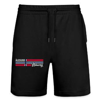 Alesund - Norway Flag - Norge - Norwegen Flagge - Stanley/Stella Unisex Bio Joggingshorts Trainer  - Schwarz - Vorne - Nik (191cm) & Marisol (170cm)